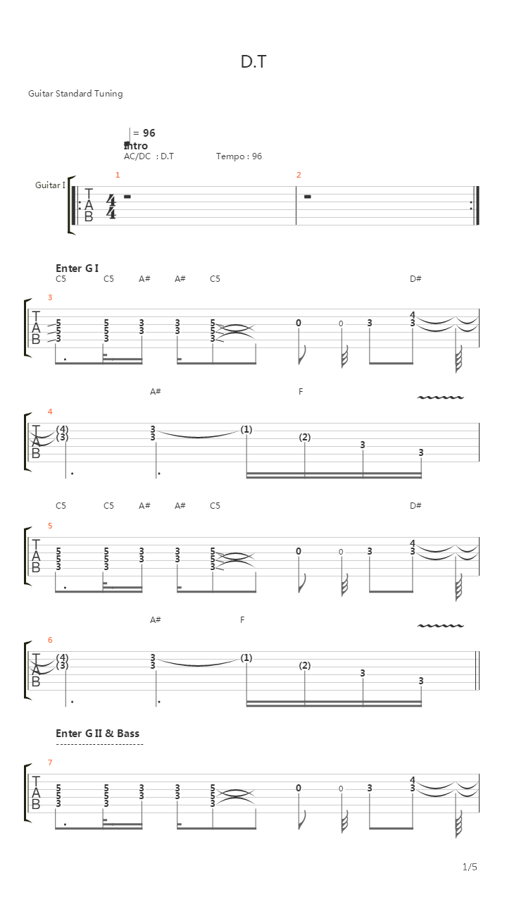 D.T吉他谱