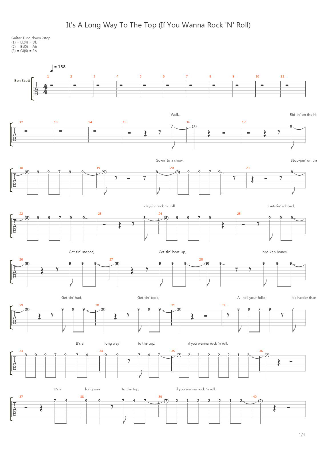 It's A Long Way To The Top (If You Wanna Rock 'n' Roll)吉他谱