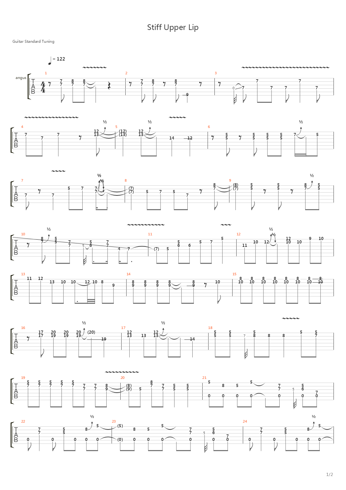 Stiff Upper Lip吉他谱