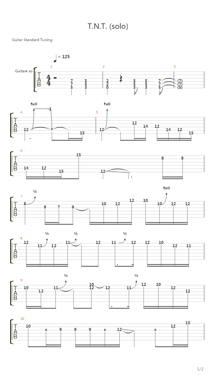 T.N.T. (Solo)吉他谱