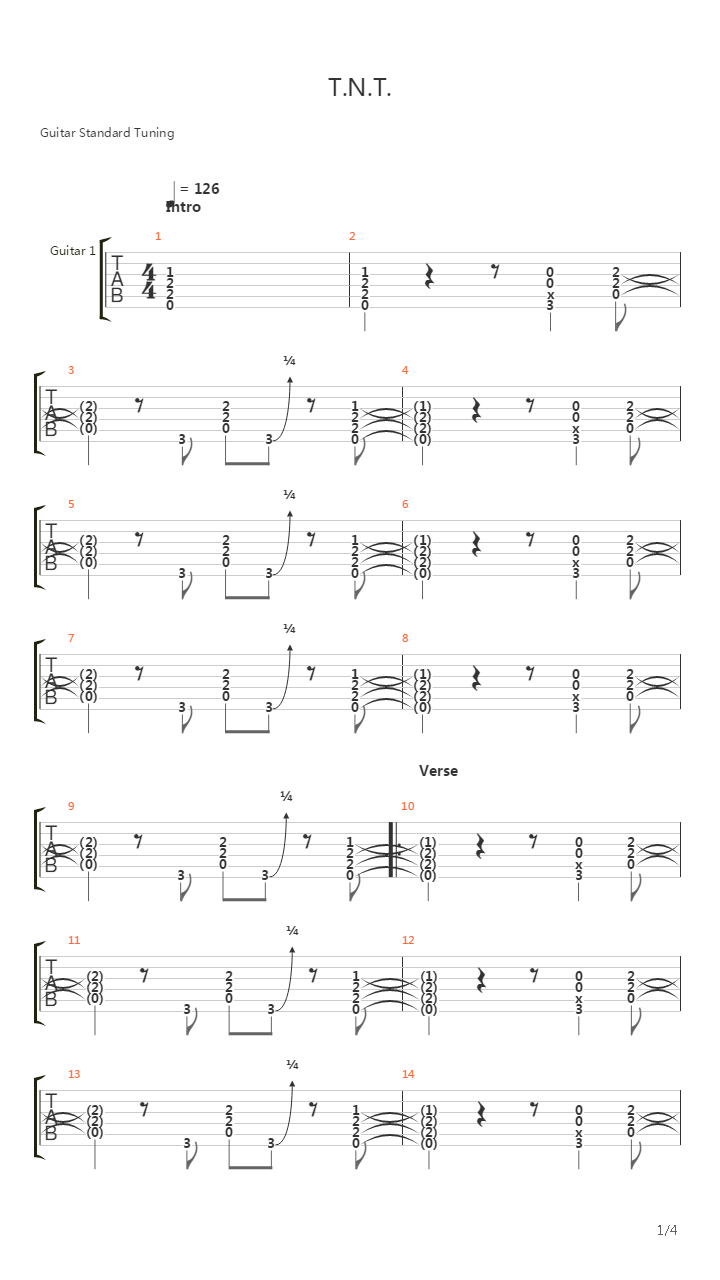T.N.T吉他谱