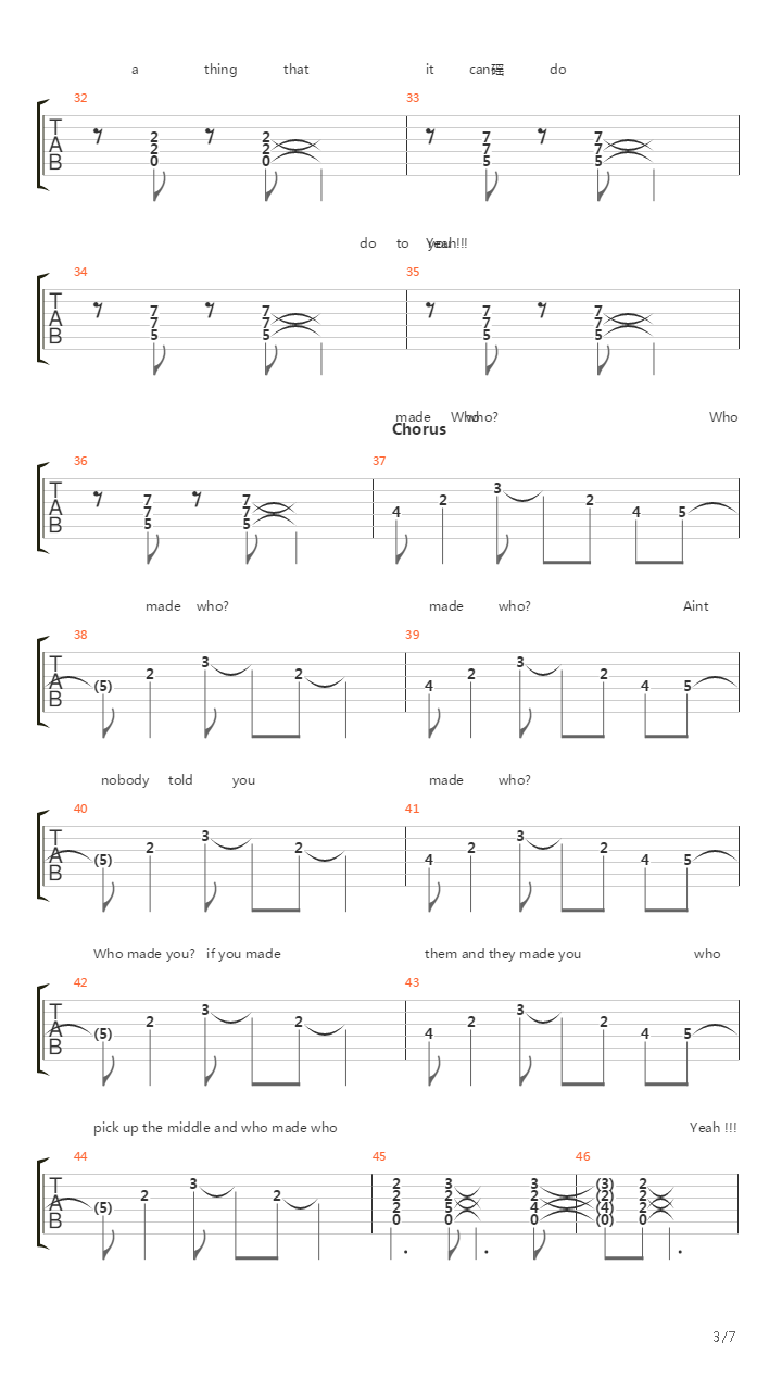 Who Made Who吉他谱