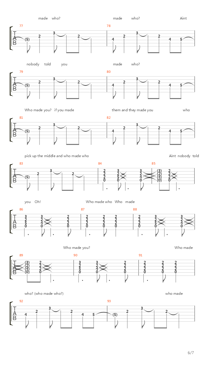 Who Made Who吉他谱