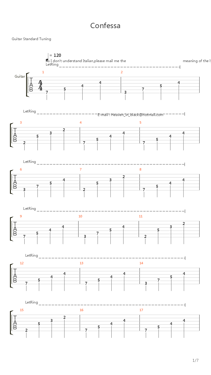 Confessa (Сover)吉他谱