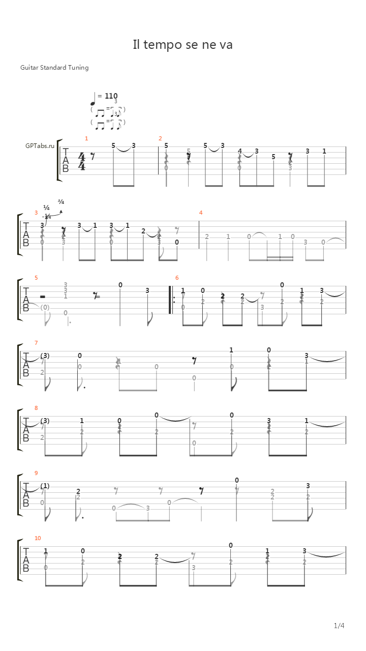 Il Tempo Se Ne Va吉他谱