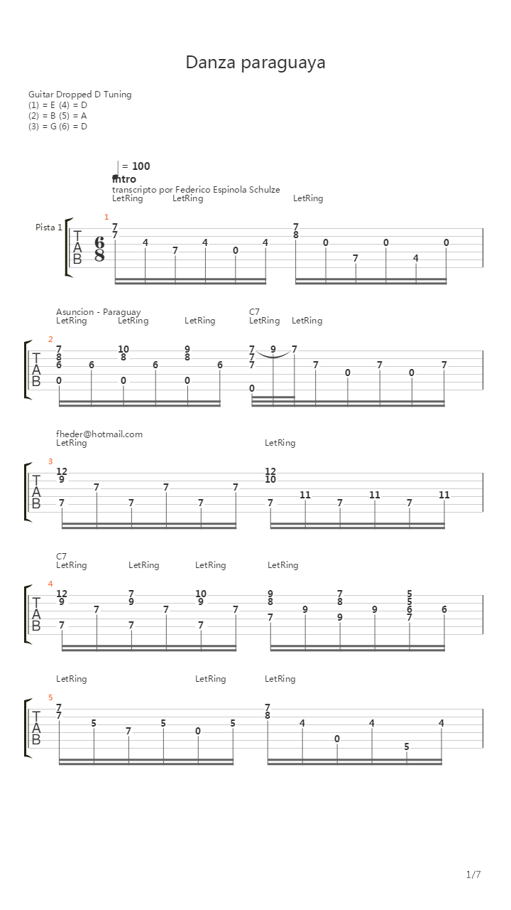 Danza paraguaya吉他谱