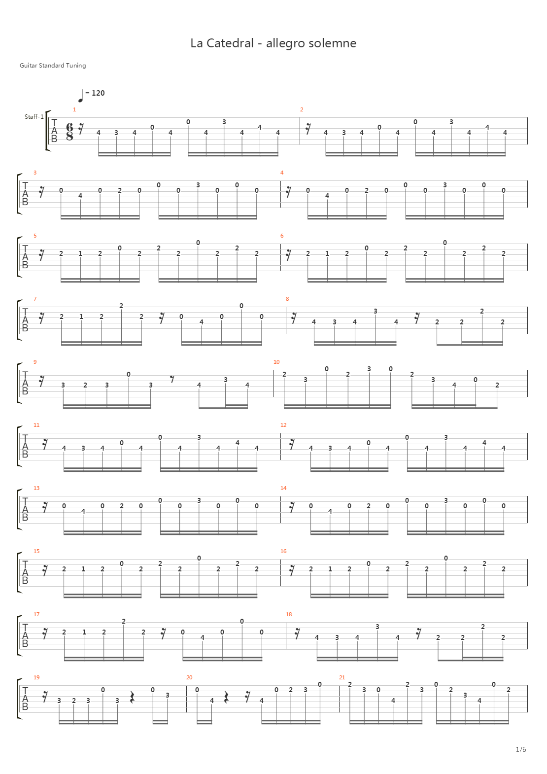 La Catedral - Allegro Solemne吉他谱