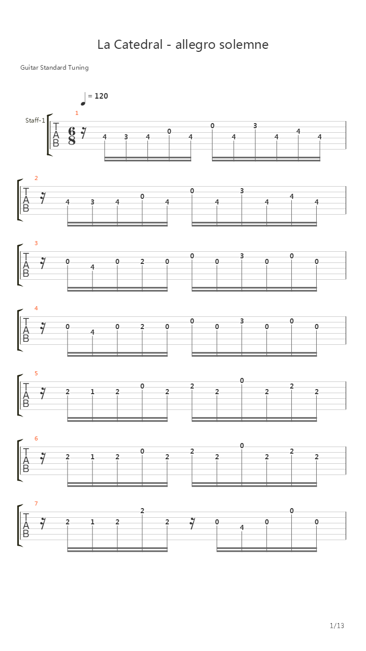 La Catedral - Allegro Solemne吉他谱