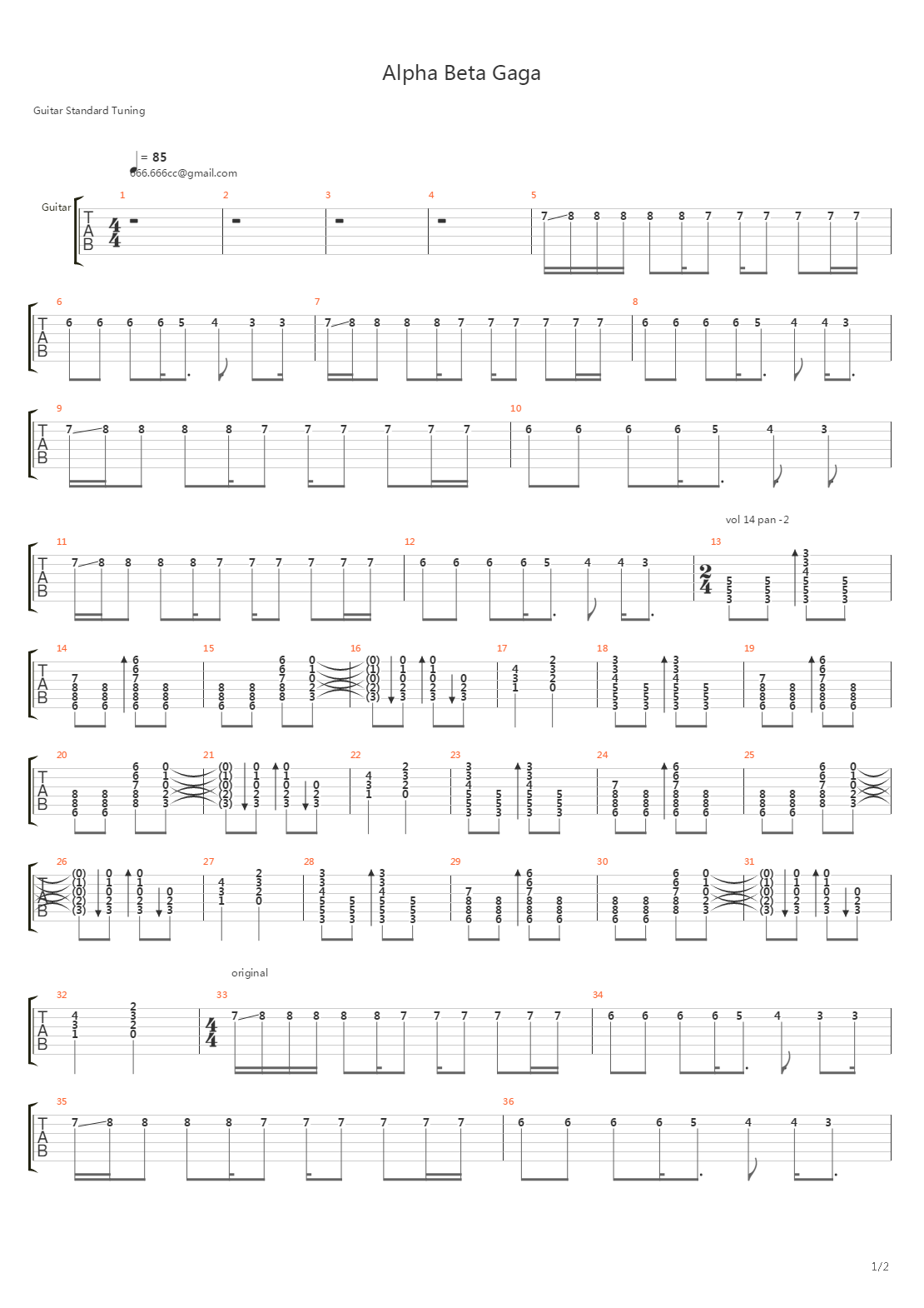 Alpha Beta Gaga吉他谱