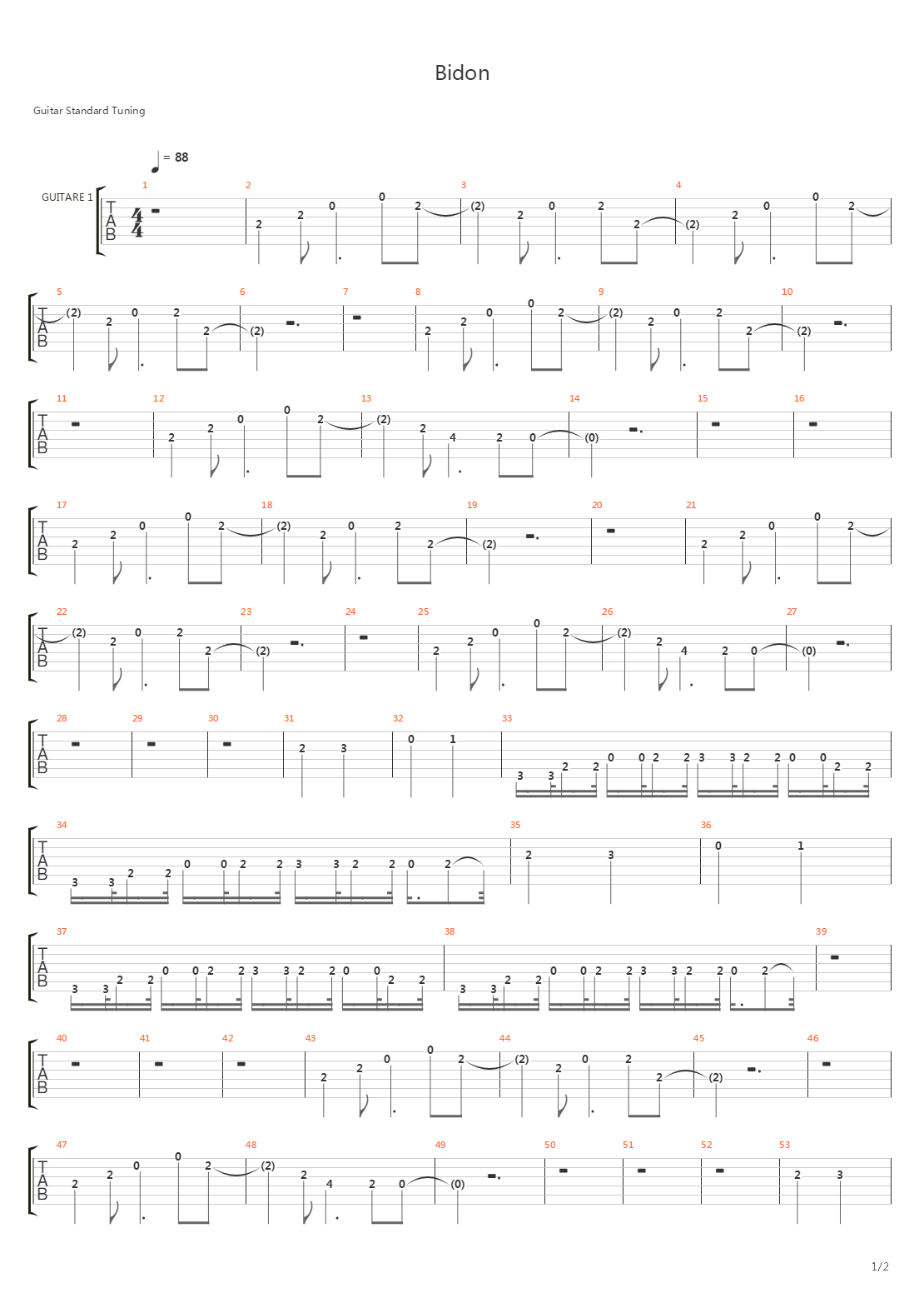 Bidon吉他谱