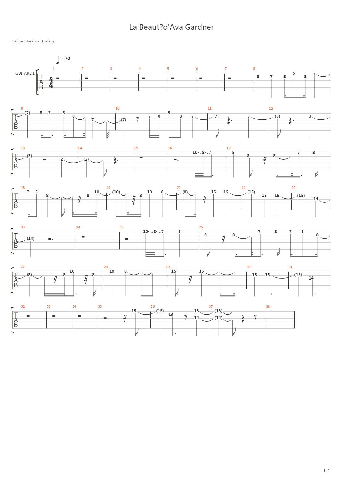 La Beaut, d'Ava Gardner吉他谱