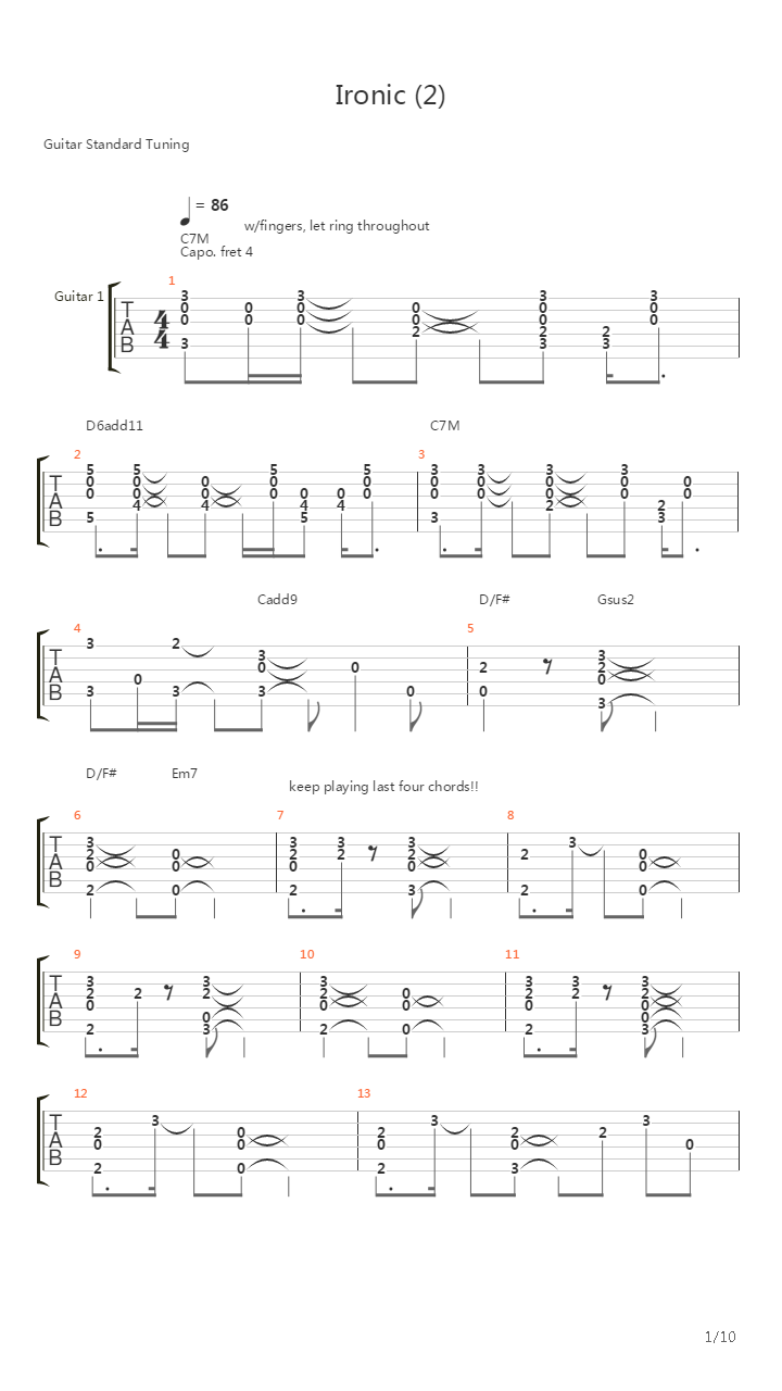 Ironic吉他谱