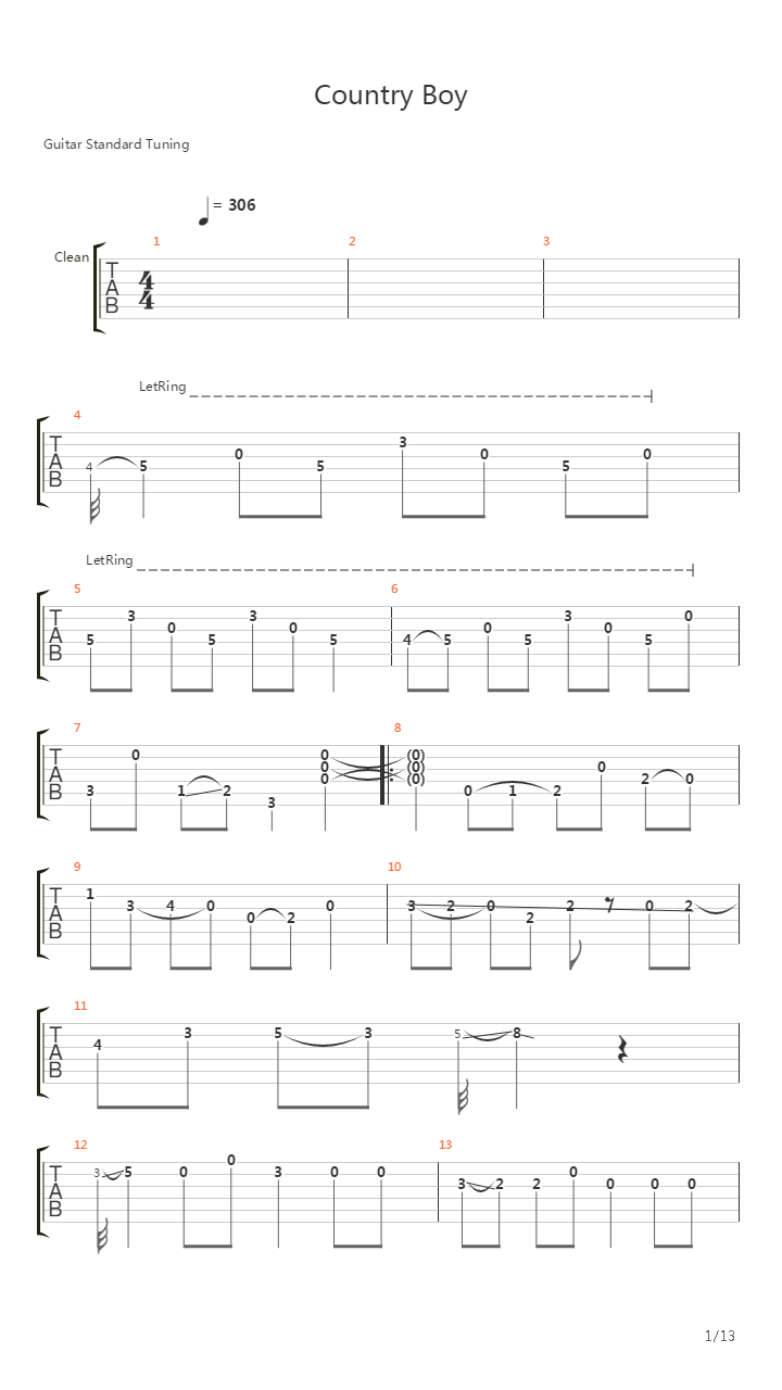 Country Boy吉他谱