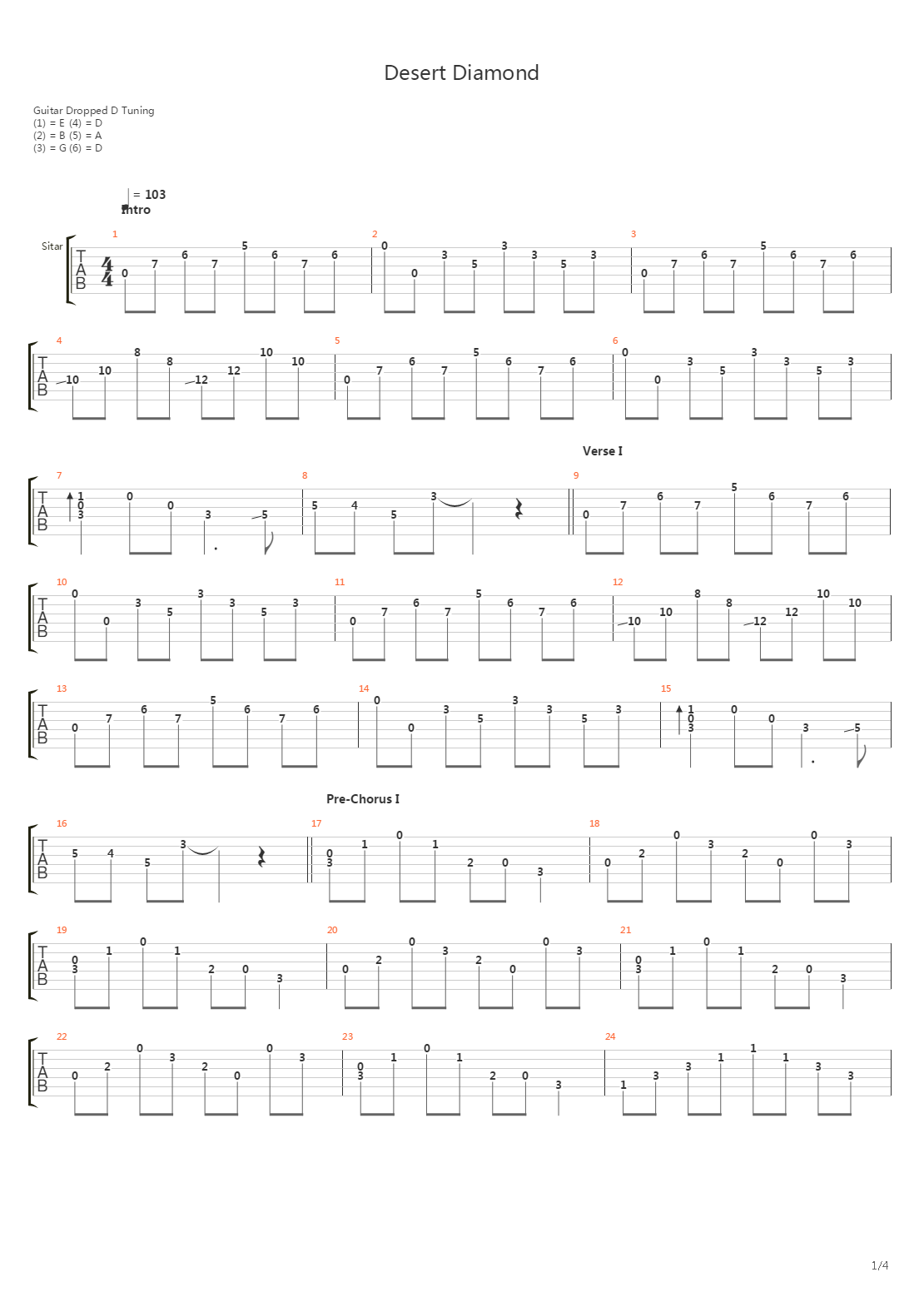 Desert Diamond吉他谱