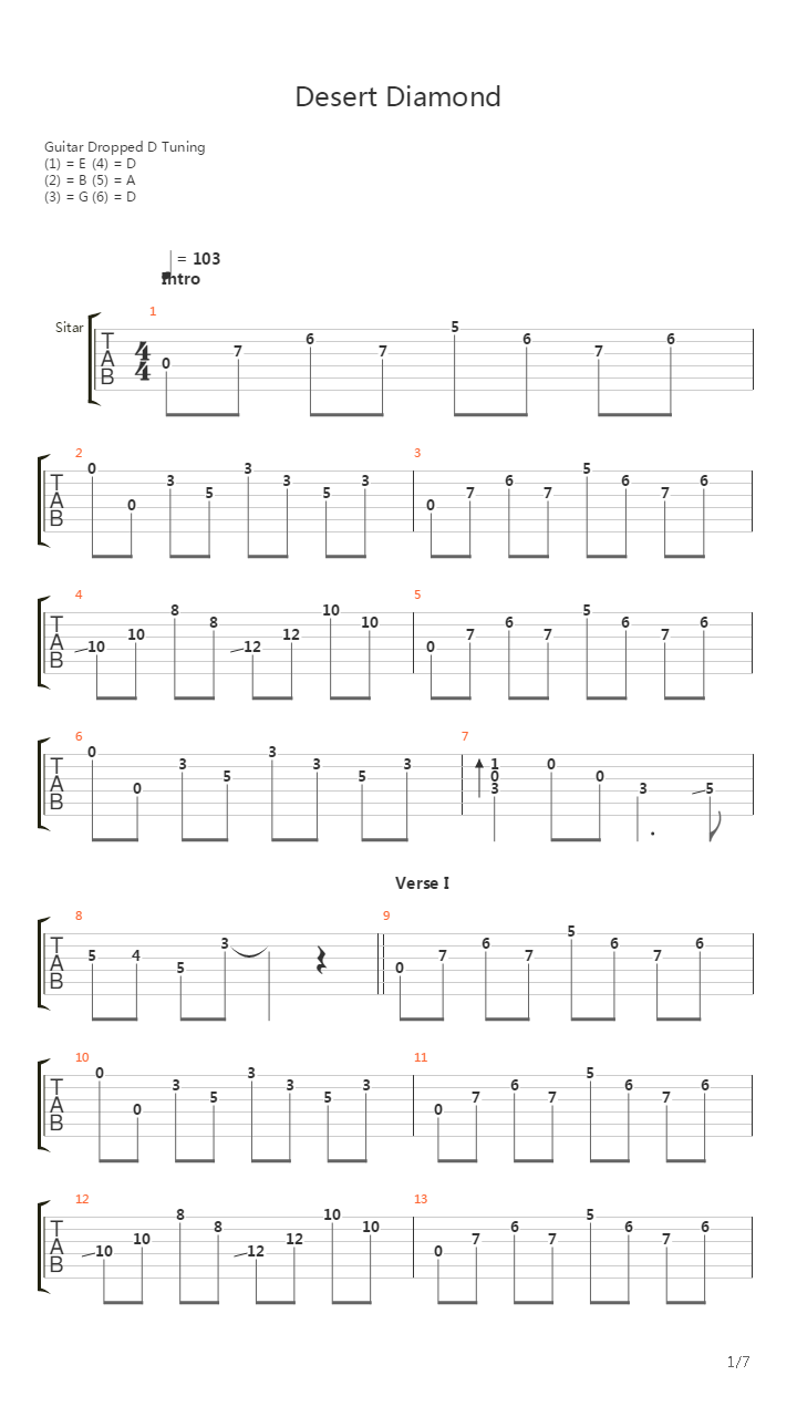 Desert Diamond吉他谱