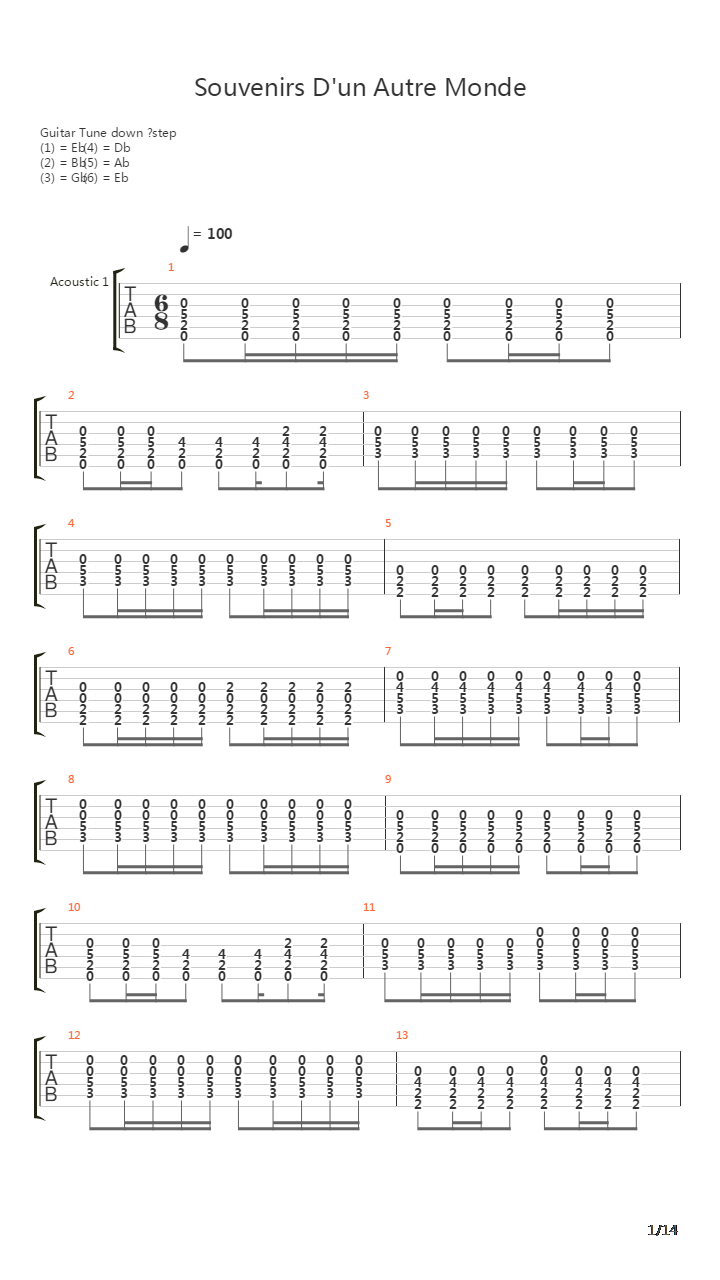 Souvenirs D'un Autre Monde吉他谱