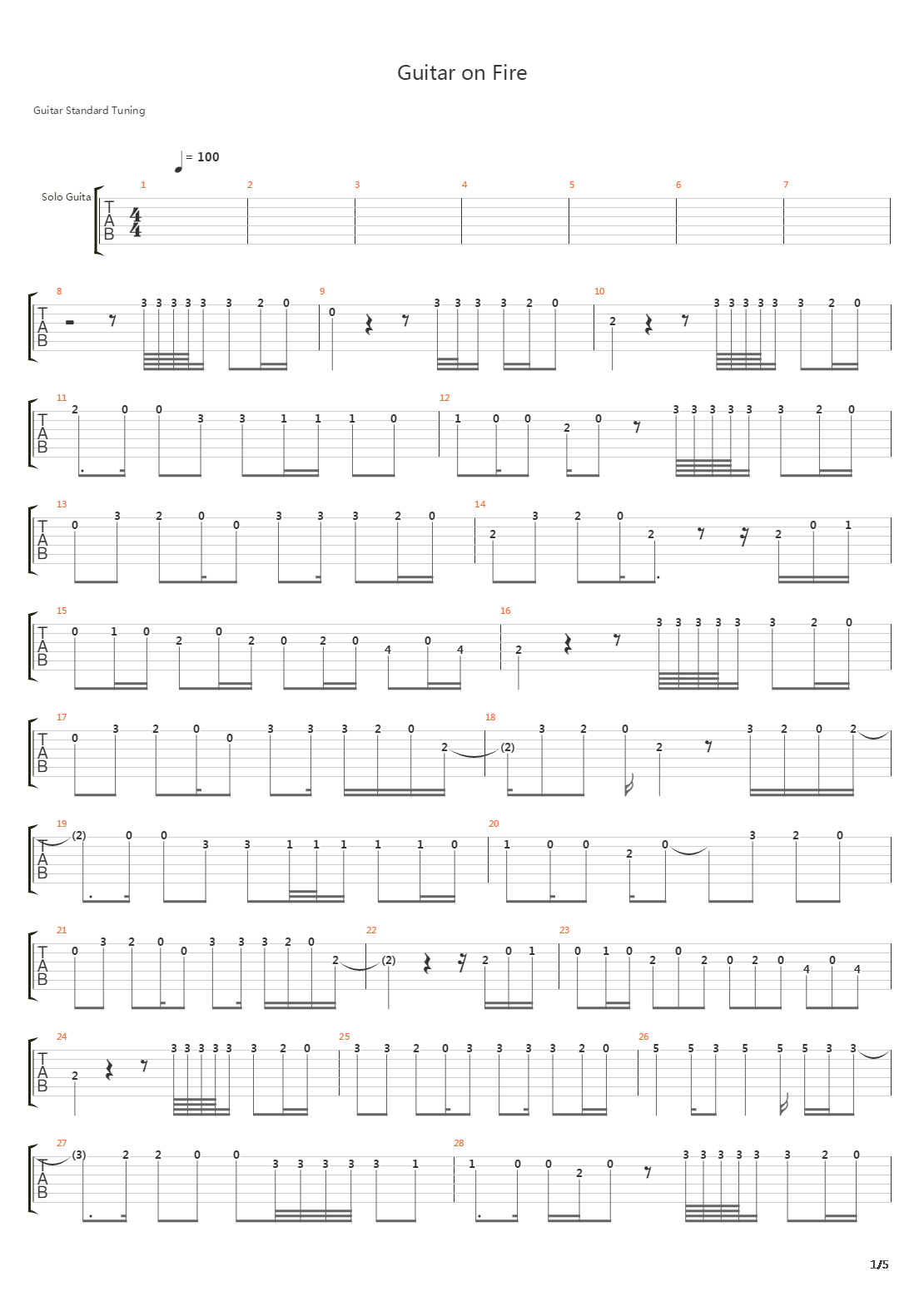 Guitar On Fire吉他谱