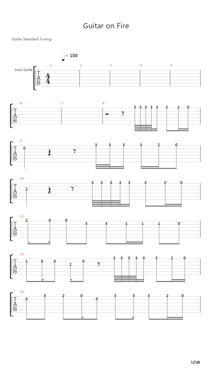 Guitar On Fire吉他谱