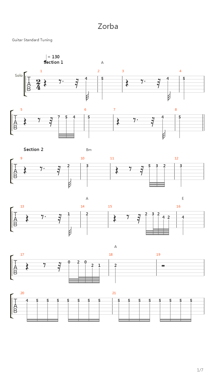 Zorba吉他谱