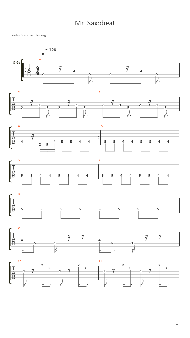 Mr. Saxobeat吉他谱