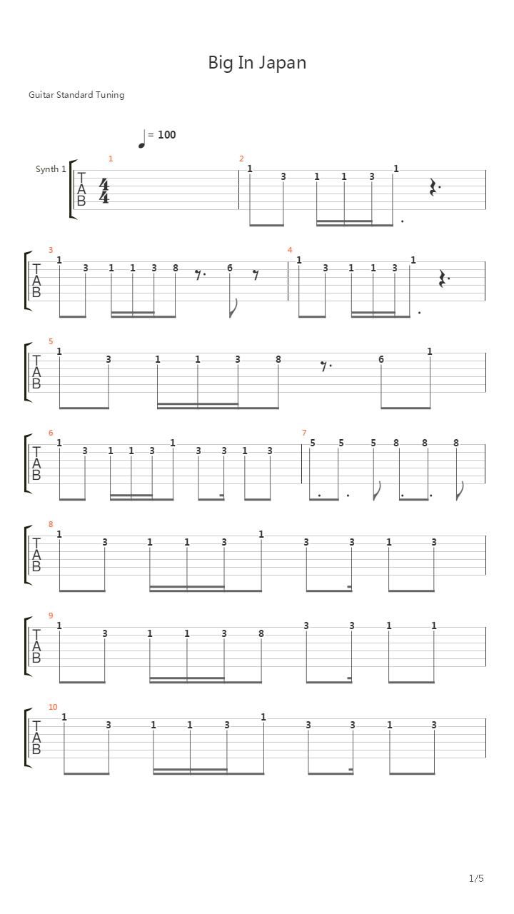 Big In Japan吉他谱