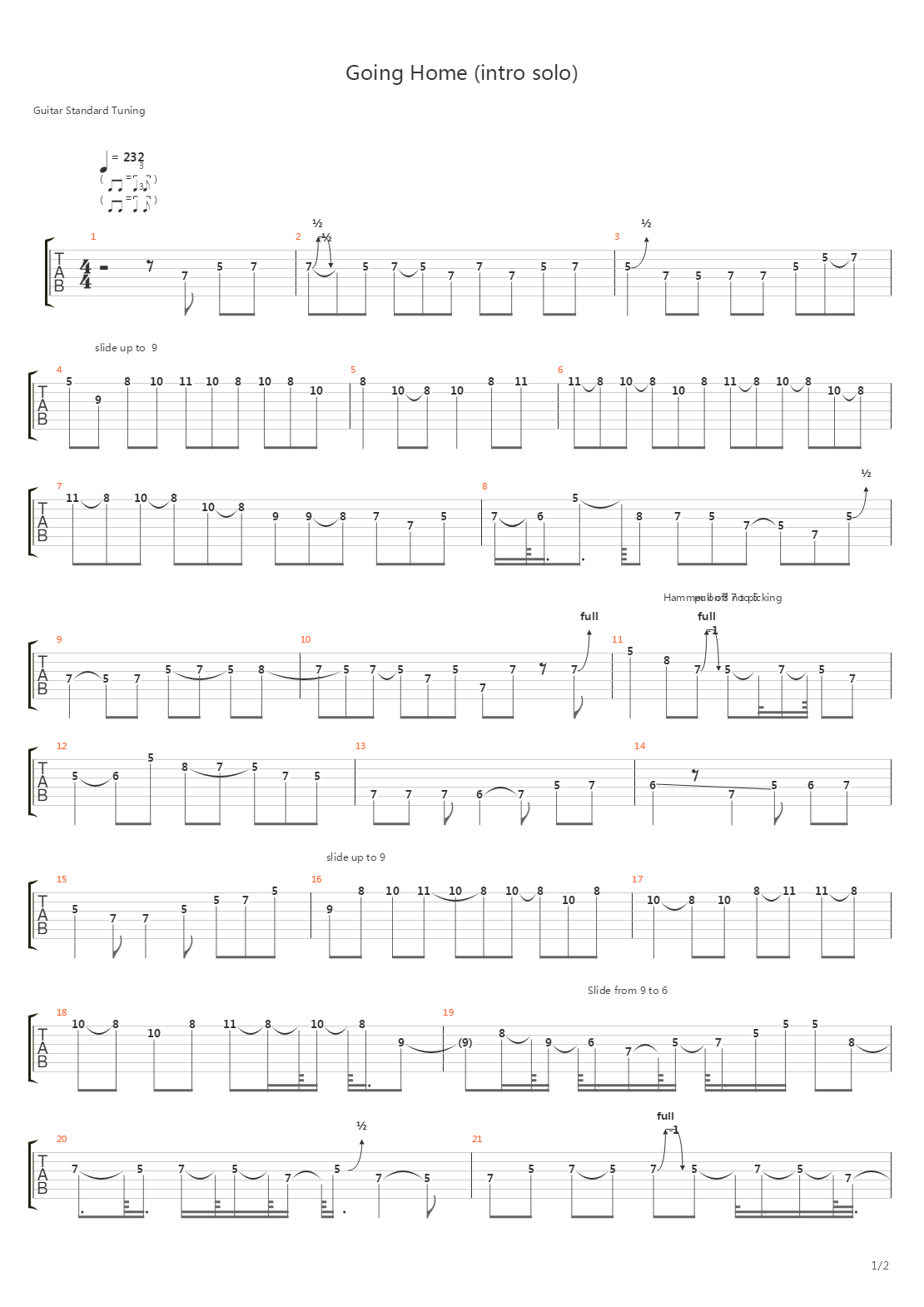 Going Home (intro solo)吉他谱