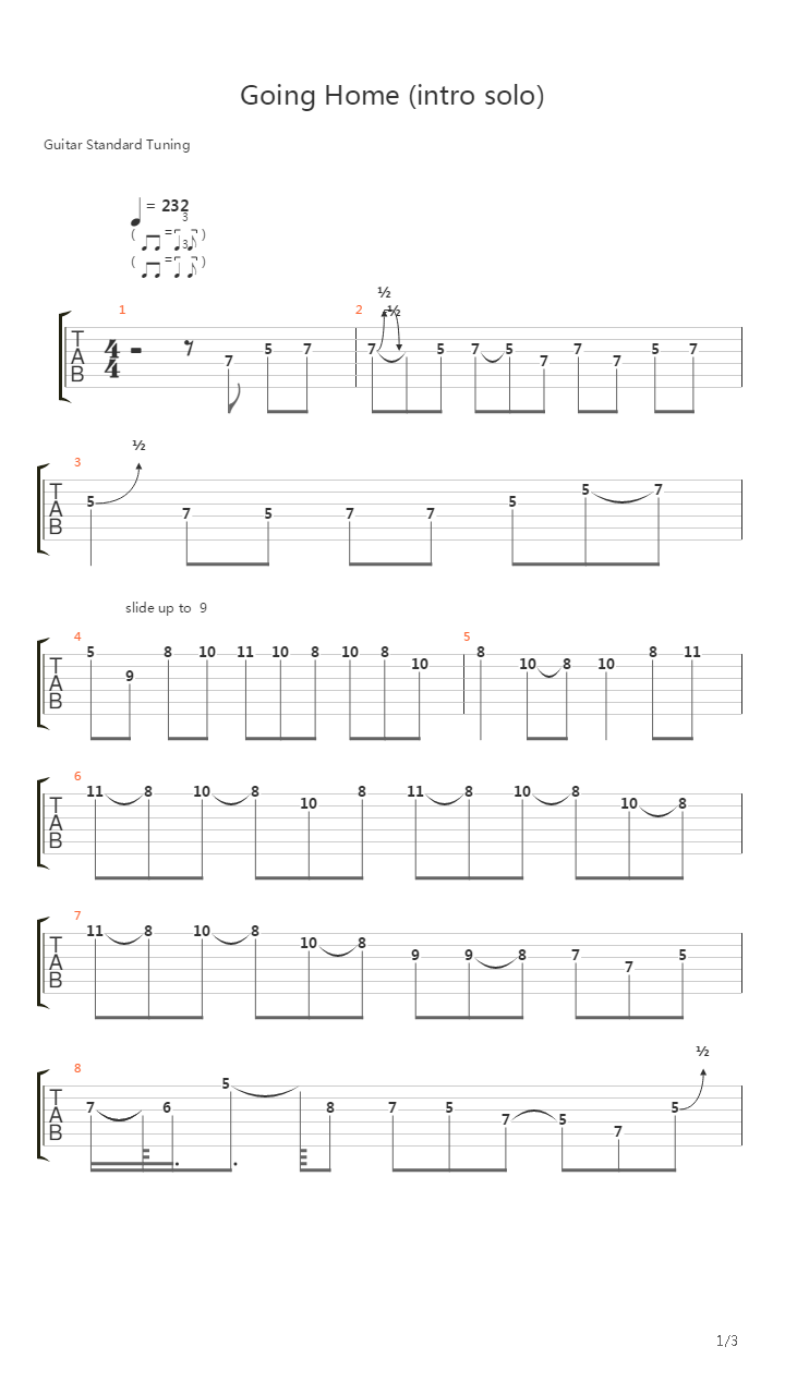 Going Home (intro solo)吉他谱