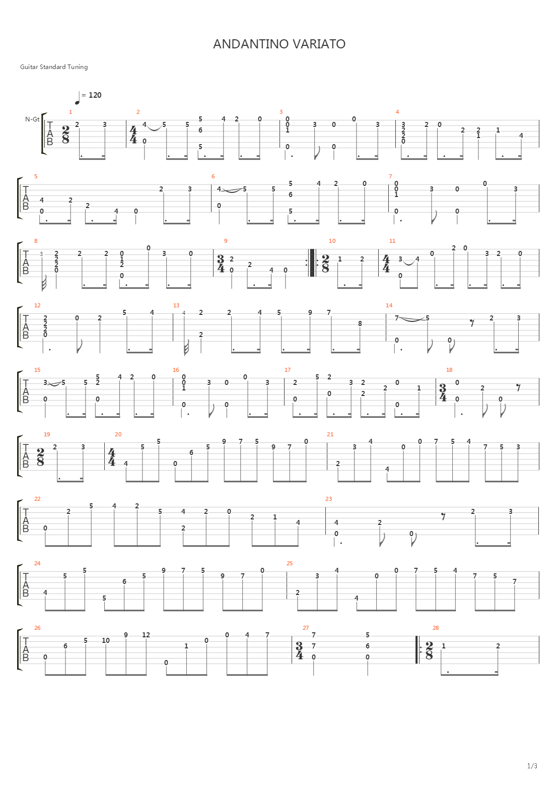 Andantino Variato吉他谱