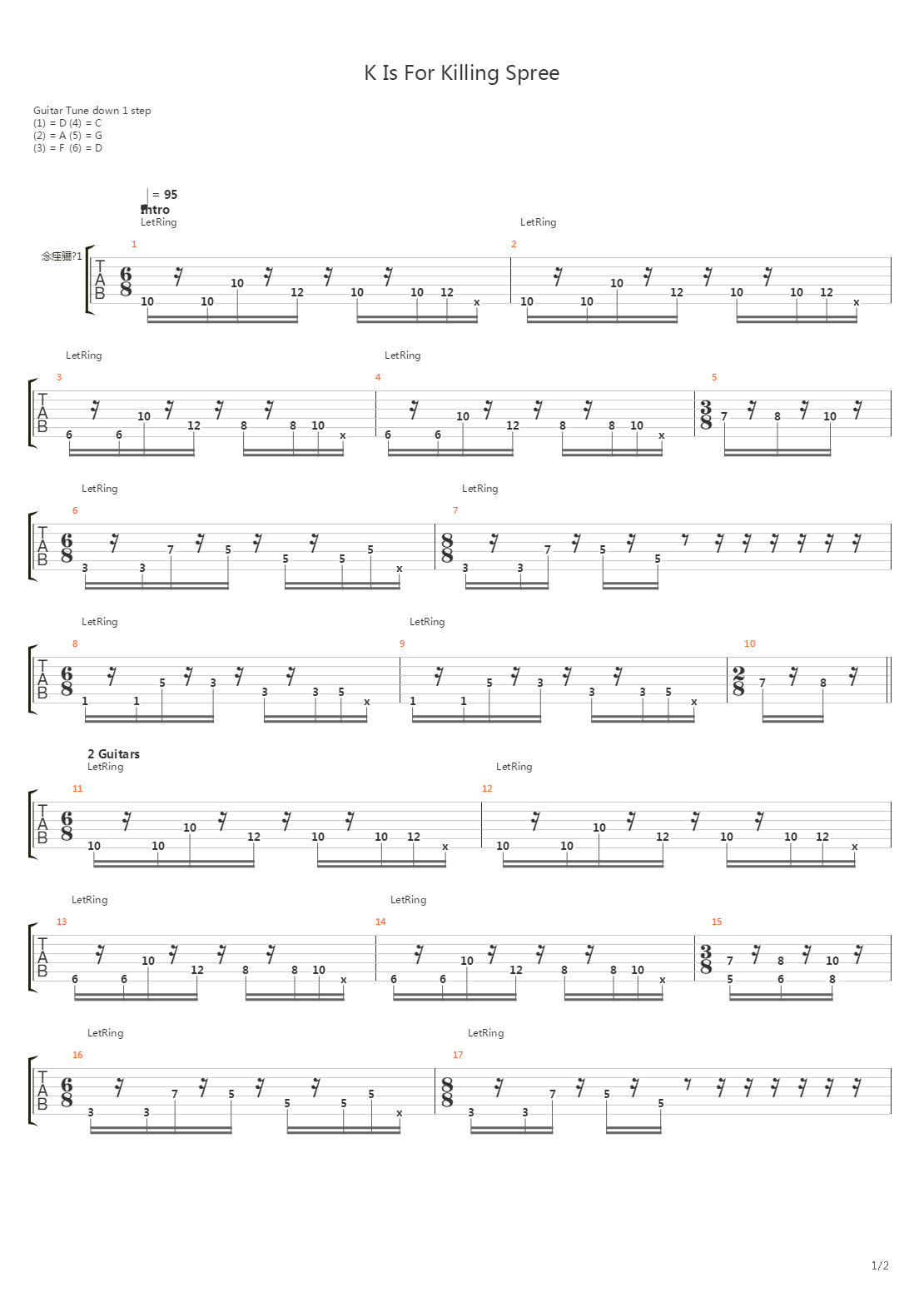 K Is For Killing Spree吉他谱