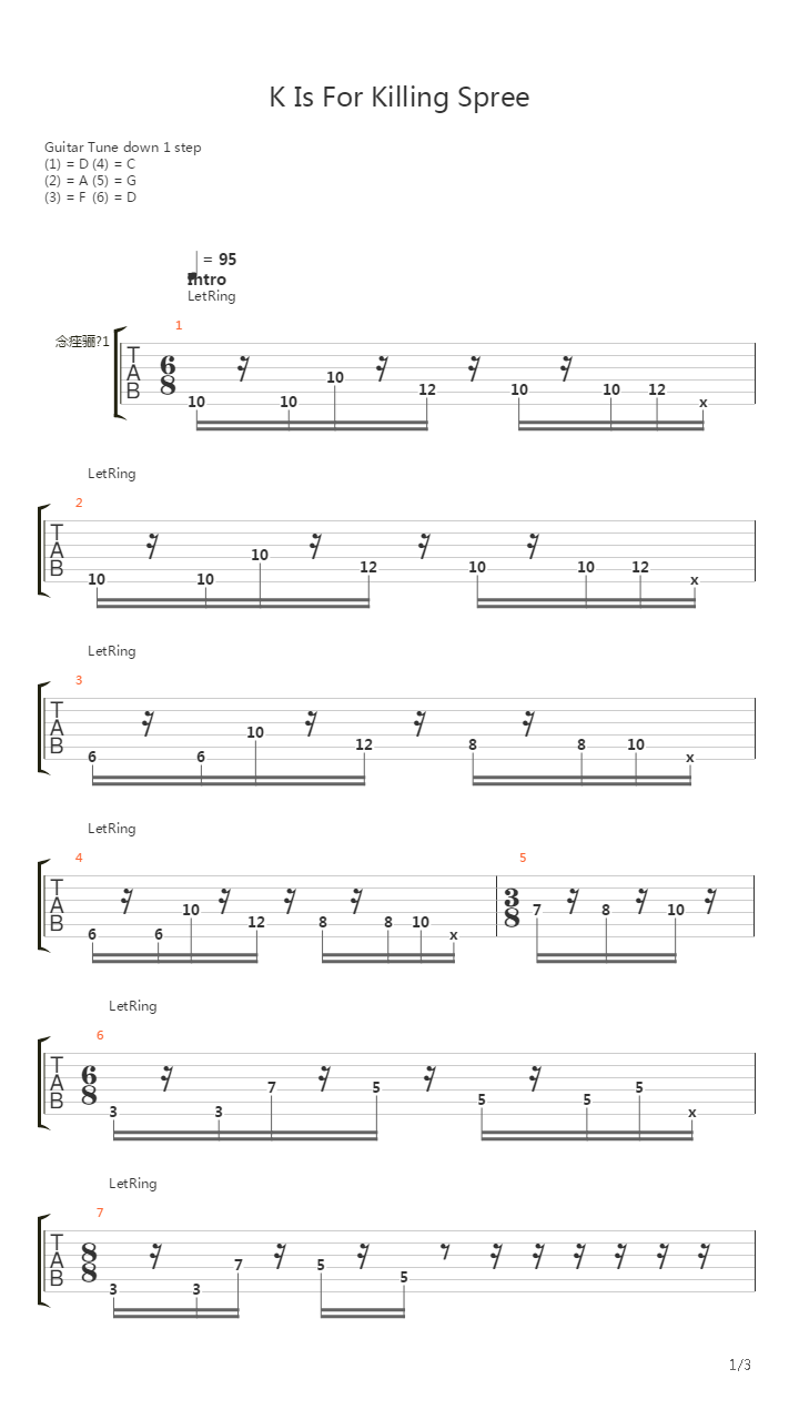 K Is For Killing Spree吉他谱