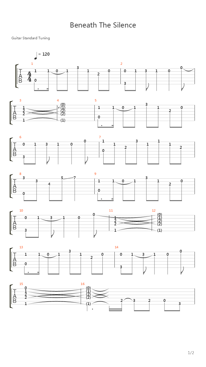 Beneath The Silence (Intro)吉他谱