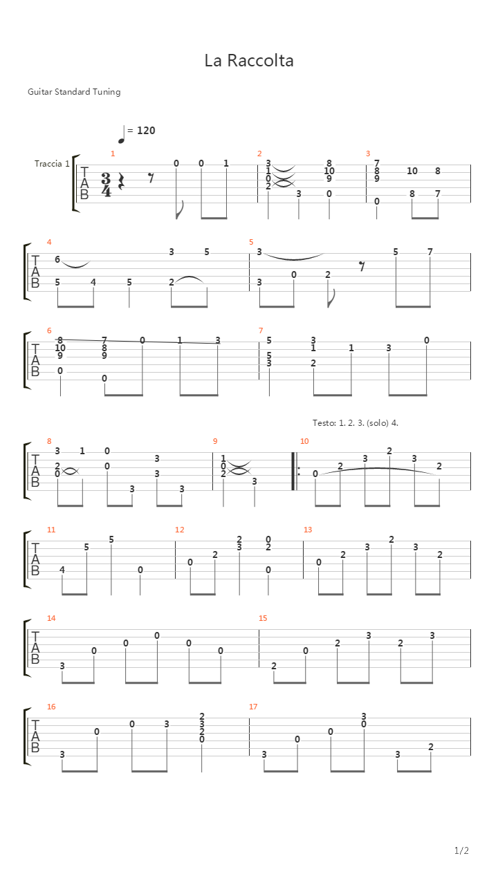 La Raccolta吉他谱