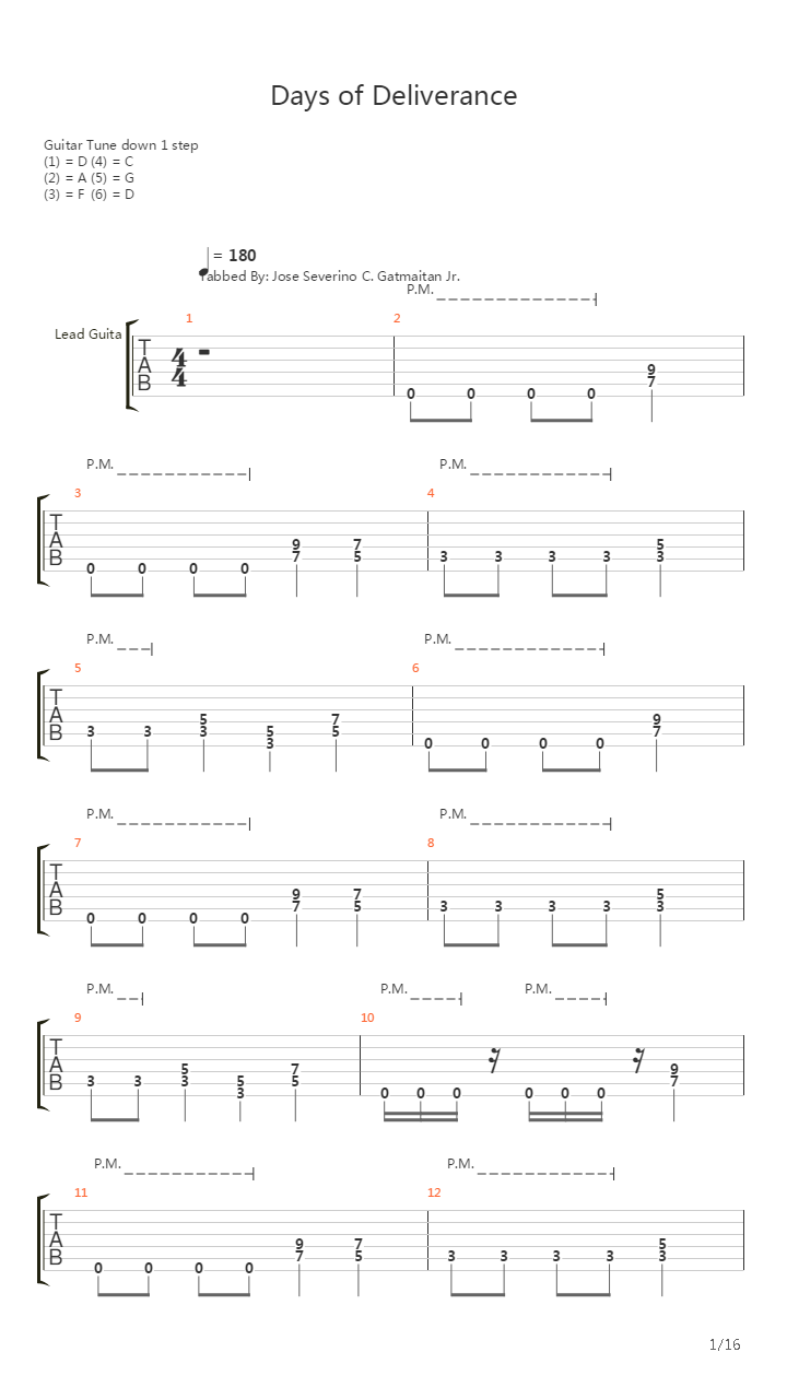 Days Of Deliverance吉他谱