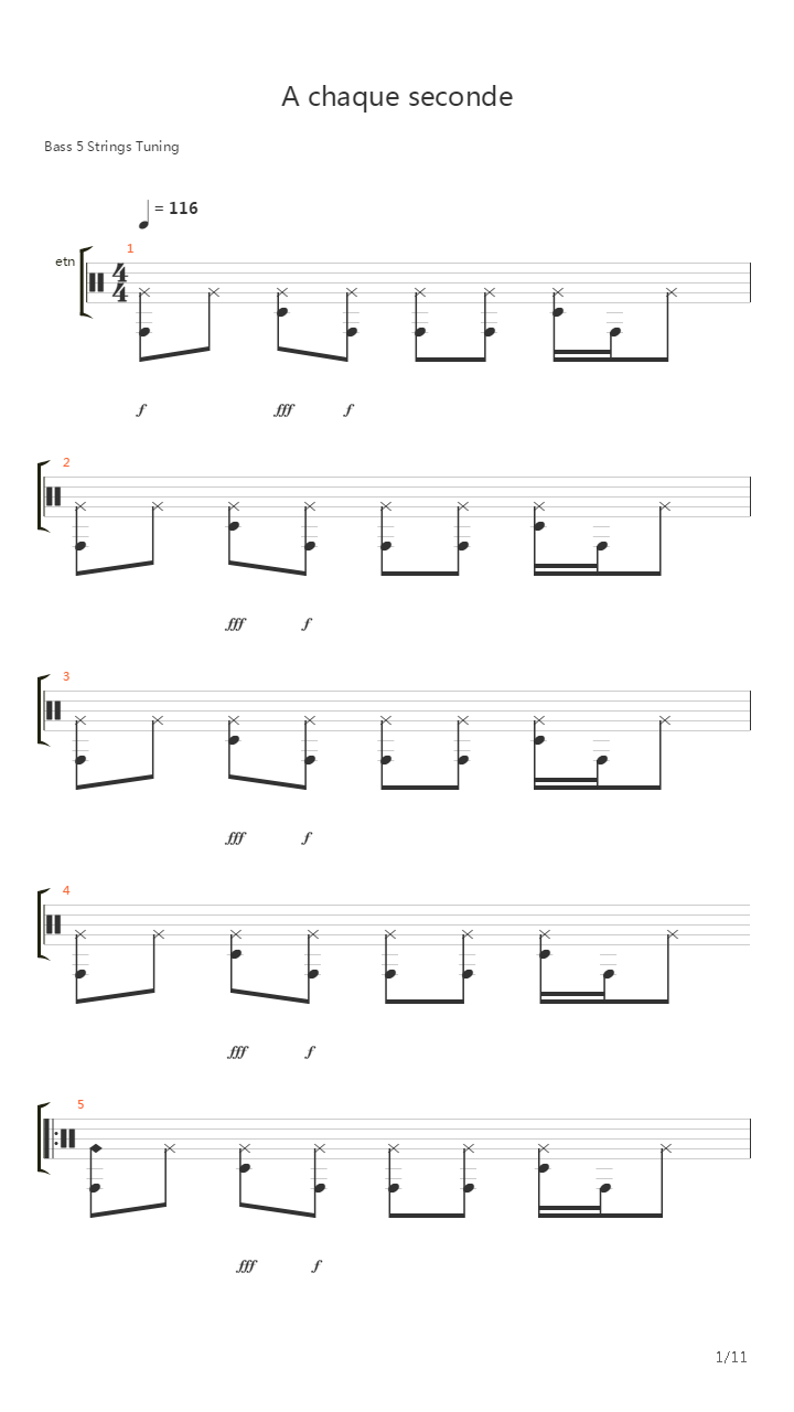 a chaque seconde吉他谱