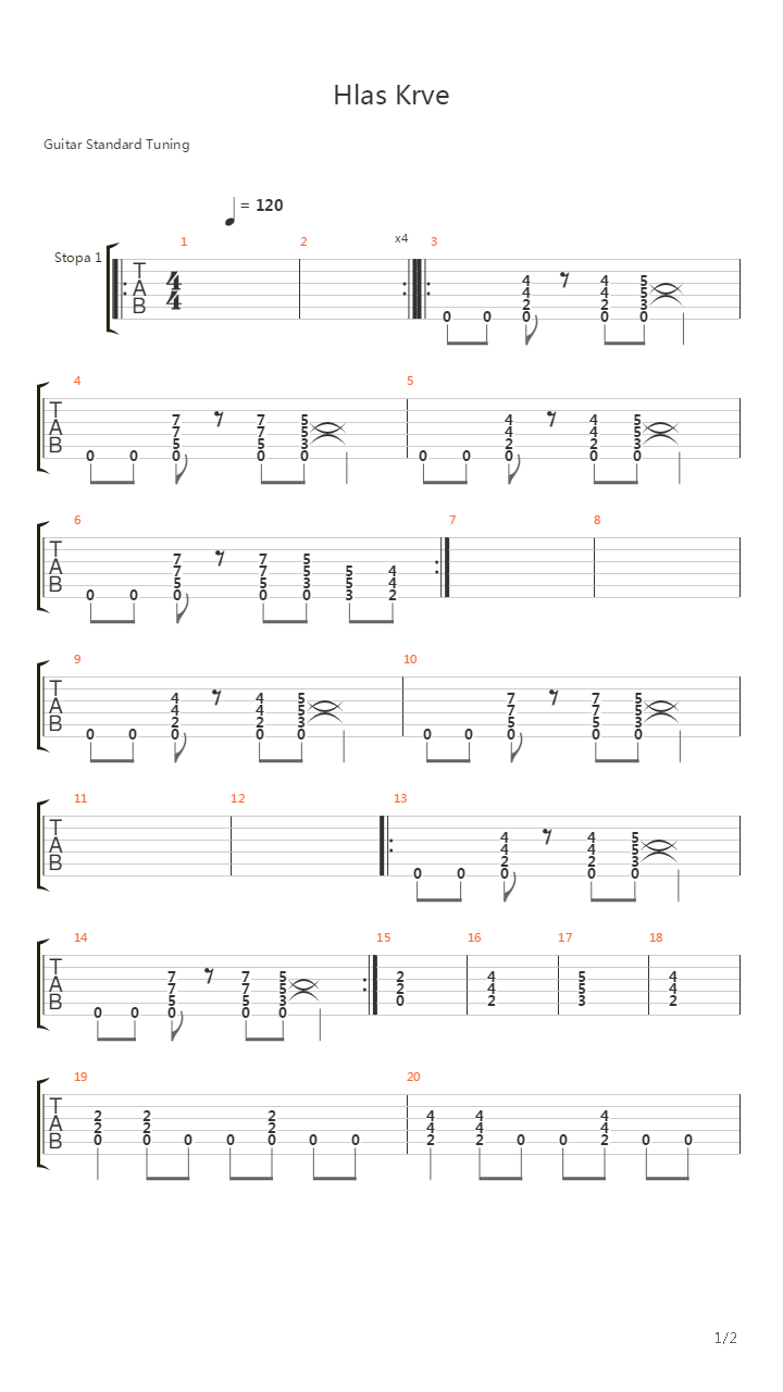 Hlas Krve吉他谱