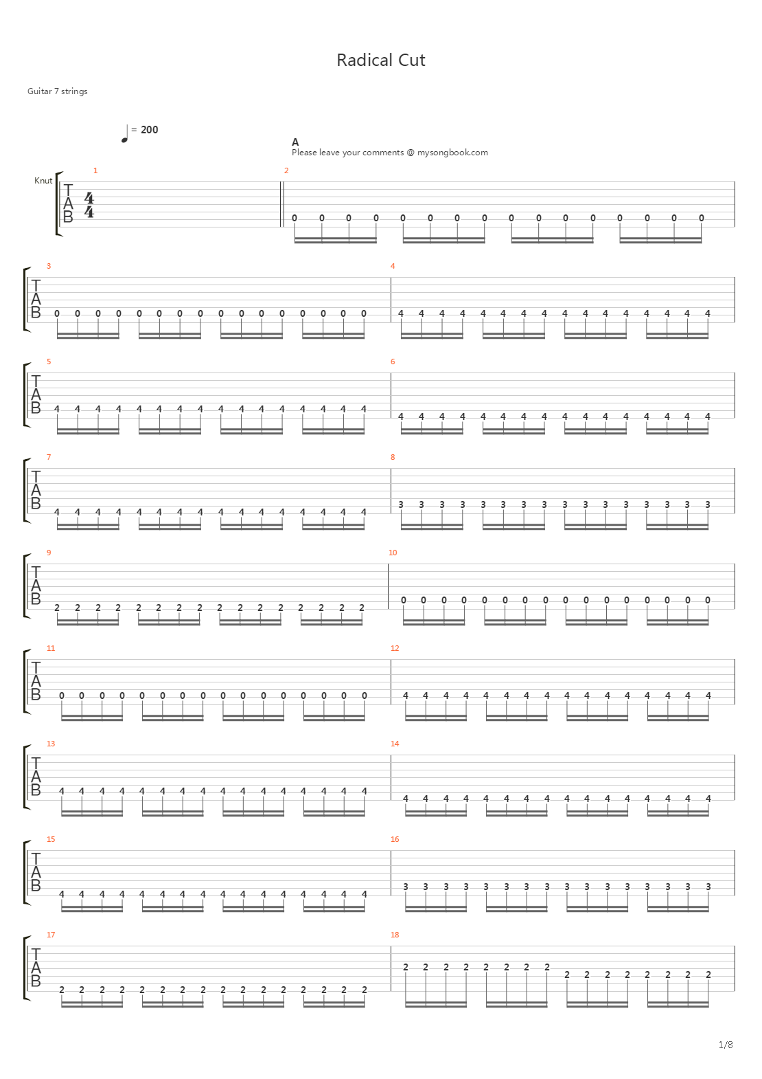 Radical Cut吉他谱