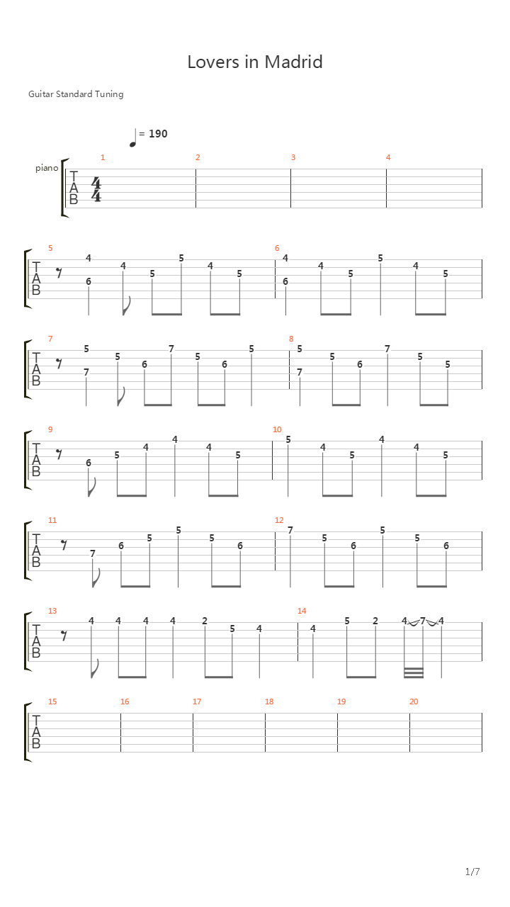 Lovers in Madrid吉他谱