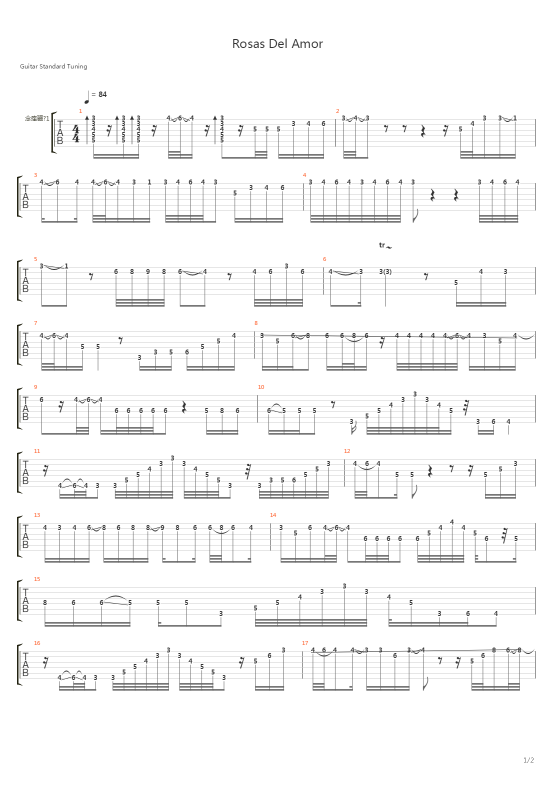 Rosas del Amor吉他谱