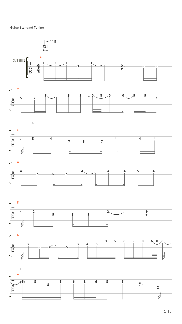 Rubia吉他谱