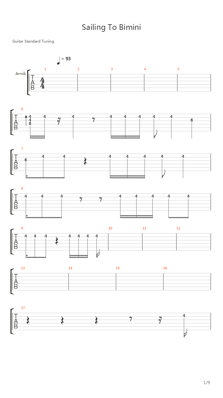 Sailing To Bimini吉他谱