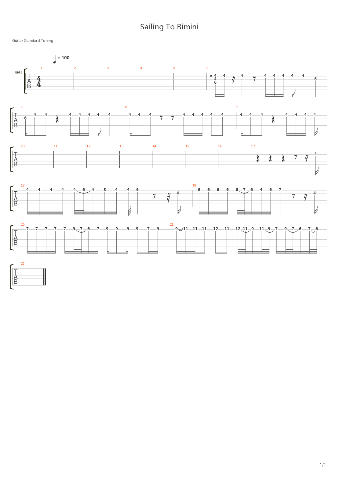 Sailing To Bimini吉他谱