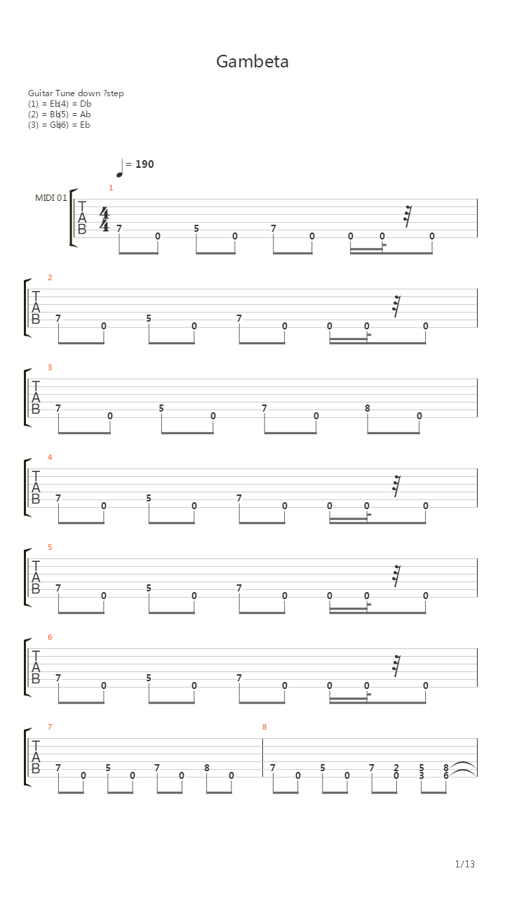 Gambeta吉他谱