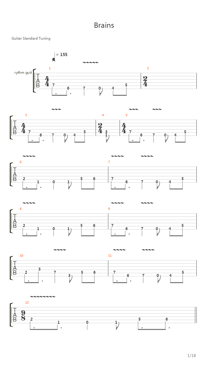 Brains吉他谱