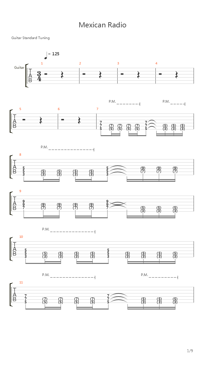 Mexican Radio吉他谱