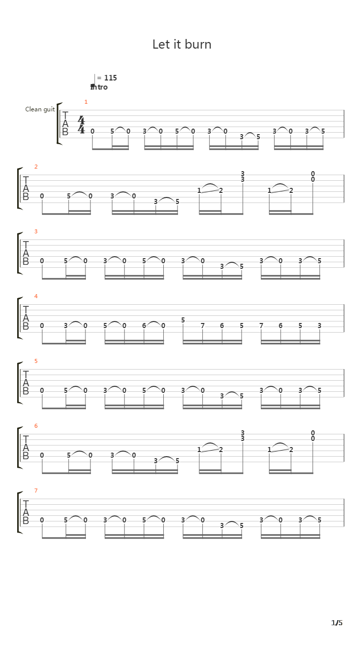 Let It Burn吉他谱