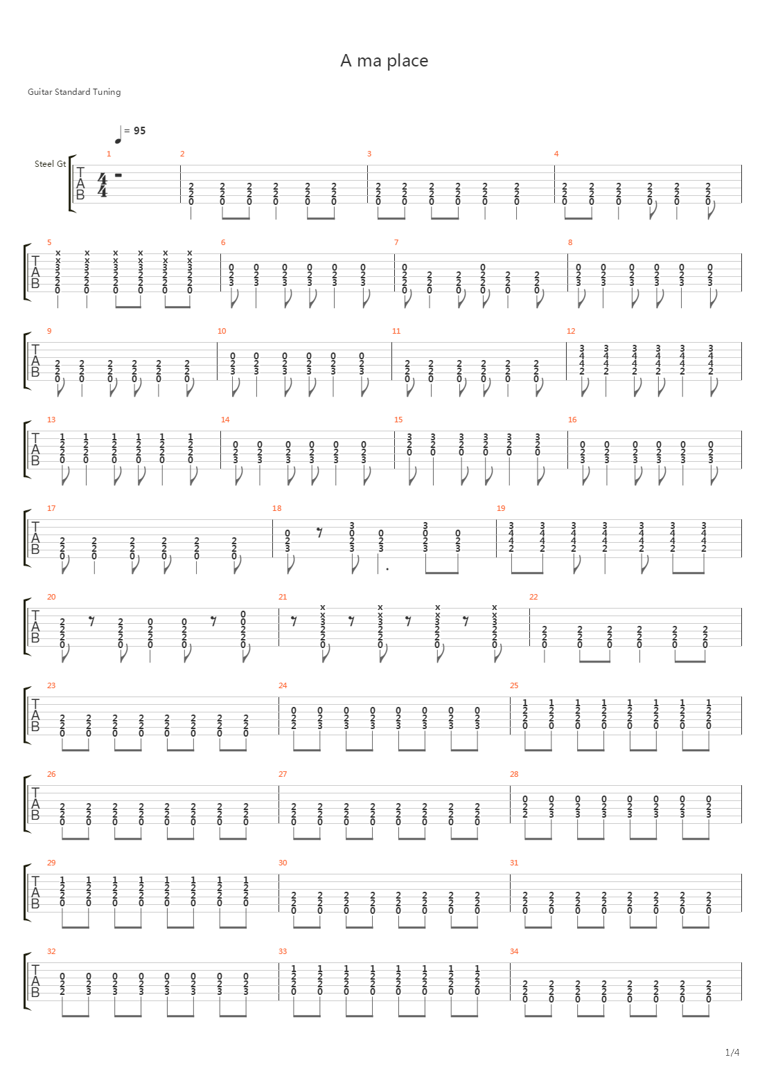 A Ma Place吉他谱