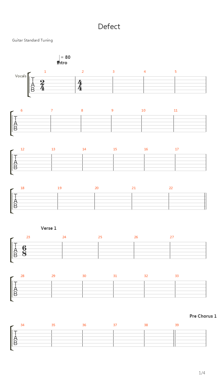 Defect吉他谱