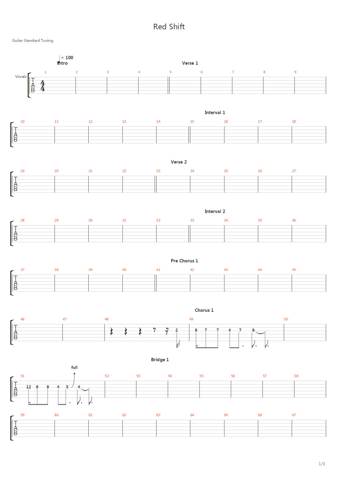 Red Shift吉他谱