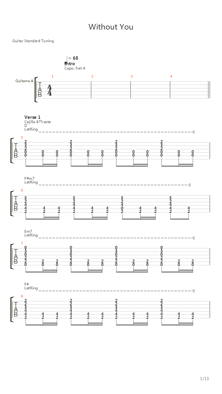 Without You吉他谱