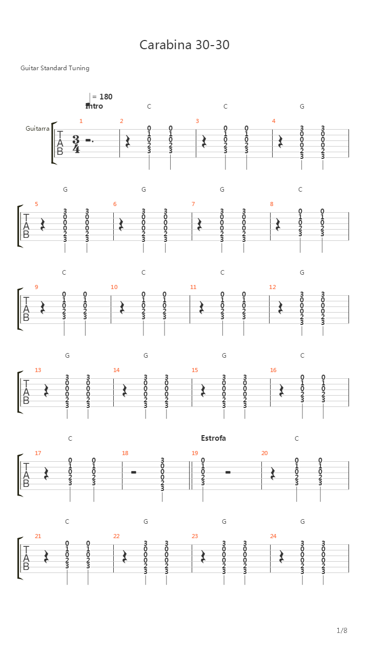 Carabina 30-30吉他谱